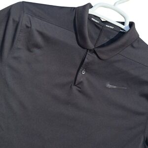Nike Golf Polo Mens Large Black Dri-Fit Short Sleeve Performance Shirt Solid